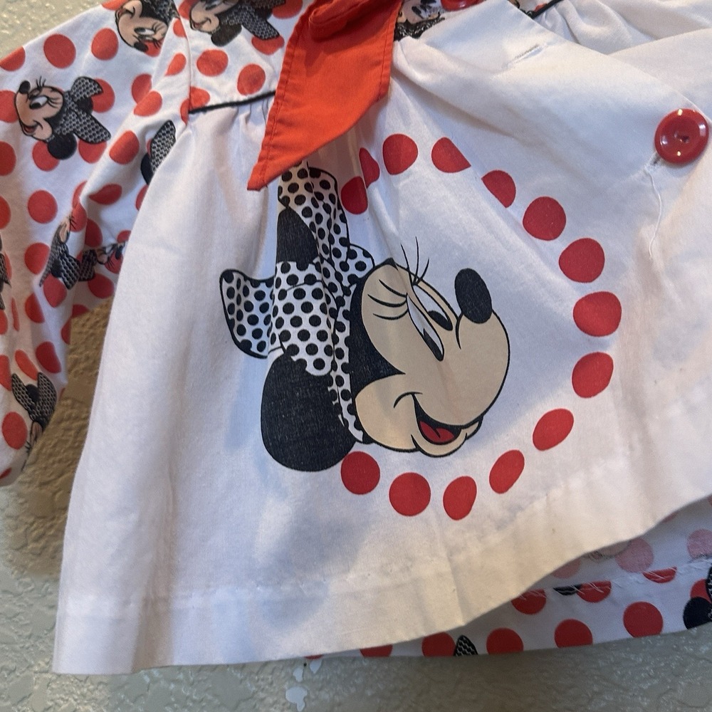 Vintage Baby Girls Toddler 18 mo Disney Wear Minnie Mouse top Peter pan collar - Picture 3 of 8